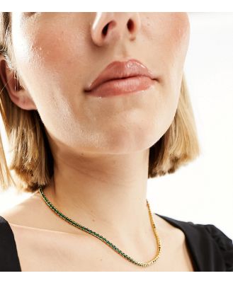 Orelia gold plated emerald crystal tennis necklace