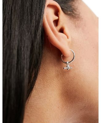 Orelia sterling silver t-bar huggie hoop earrings