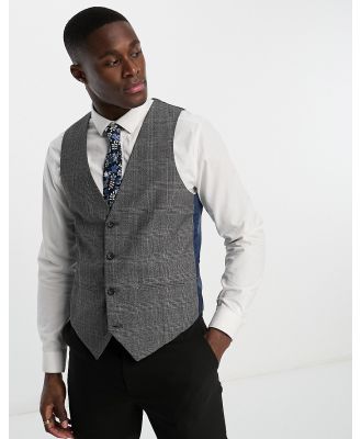 Original Penguin suit waistcoat in grey and blue check