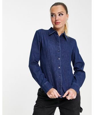 & Other Stories cotton denim shirt in dark blue