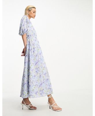 & Other Stories gather sleeve midaxi dress in blue floral