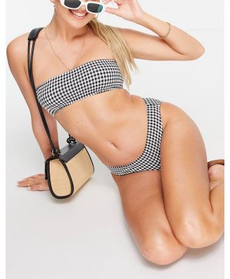 & Other Stories gingham print bandeau top in black and white - BLACK