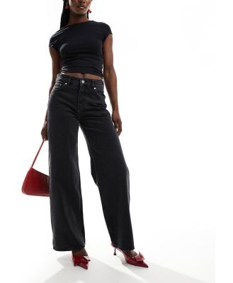 & Other Stories Gio mid waist relaxed wide leg jeans in washed black