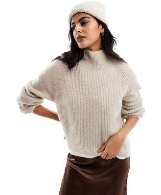 & Other Stories high neck relaxed sweater in beige-Neutral