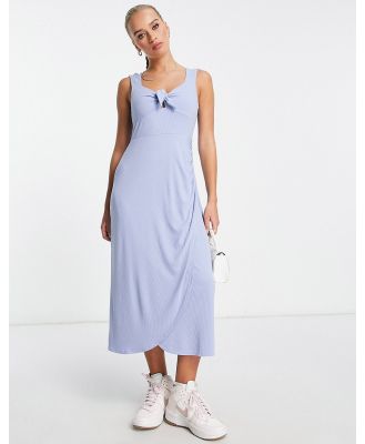 & Other Stories jersey knit tie front midi dress in blue