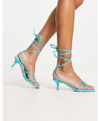 & Other Stories leather minimal strappy low heels in bright blue
