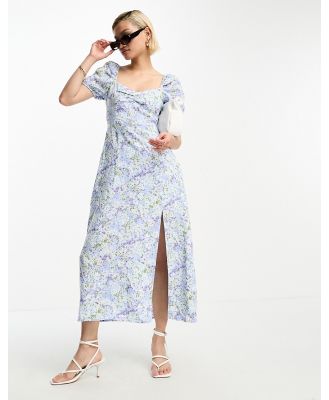 & Other Stories linen puff sleeve midi dress in rosario print-Multi