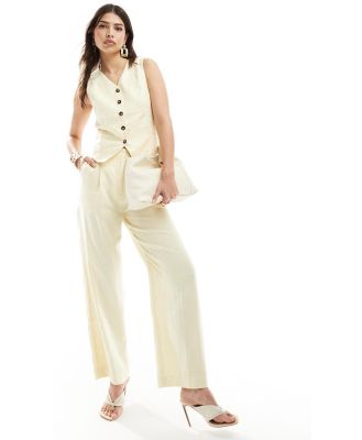 & Other Stories linen straight leg pants in butter yellow