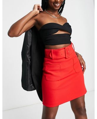 & Other Stories mini skirt with belt in red