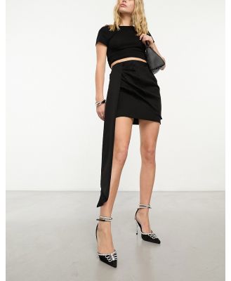 & Other Stories mini skirt with draped train in black