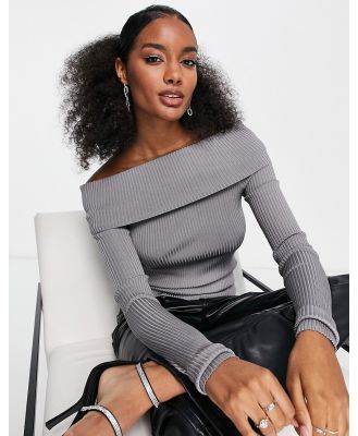 & Other Stories off shoulder ribbed sweater in silver