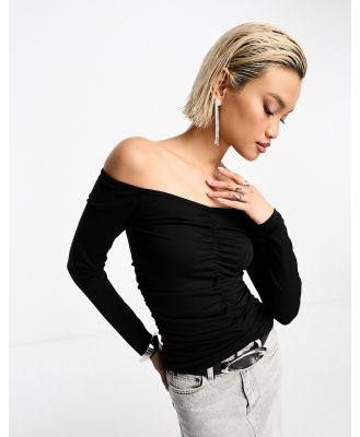 & Other Stories off the shoulder top with ruched detail in black