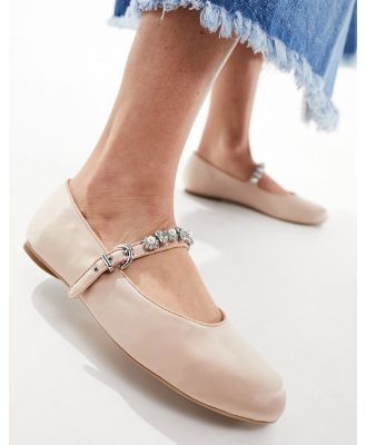 & Other Stories satin ballet pumps with embellishments in pale pink