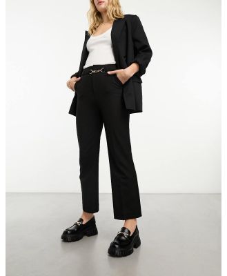 & Other Stories stretch wool blend pants with self-belt detail in black