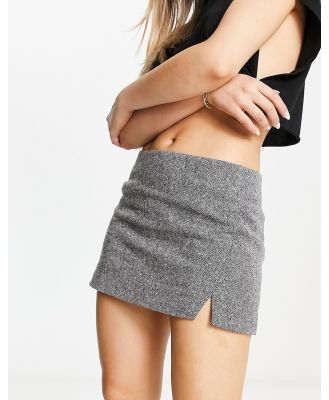 & Other Stories wool blend low rise mini skirt in salt and pepper grey (part of a set)