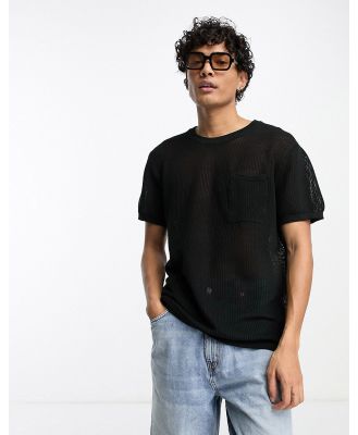 PacSun mesh knit t-shirt in black
