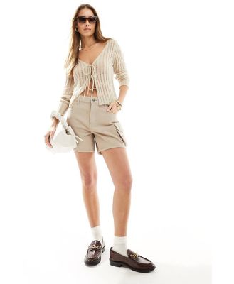 PacSun mid rise cargo shorts in tan-Neutral