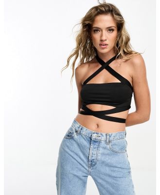 Parallel Lines crop top with cut out details in black