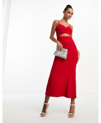 Parallel Lines wrap front maxi dress with cut out detail in red