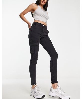 Parisian cargo skinny jeans in charcoal-Grey