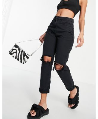 Parisian ripped mom jeans in washed black