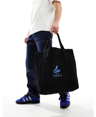 Parlez canvas tote bag with embroidery in black