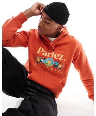 Parlez cotton embroidered hoodie in burnt orange