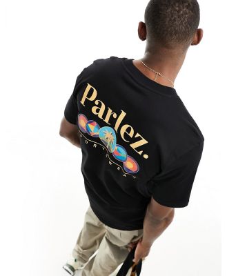 Parlez cotton embroidered short sleeve t-shirt in black