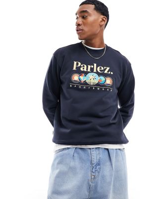 Parlez cotton embroidered sweatshirt in navy
