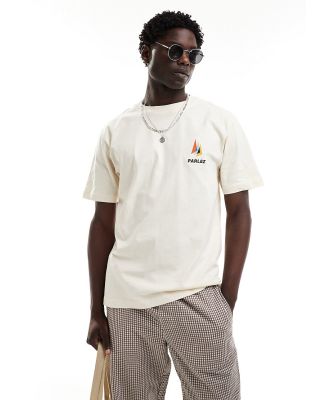 Parlez Etang embroidered sail short sleeve t-shirt in sand-Neutral