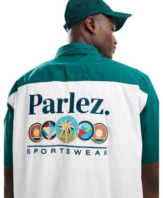 Parlez short sleeve shirt with embroidered back in multi-White
