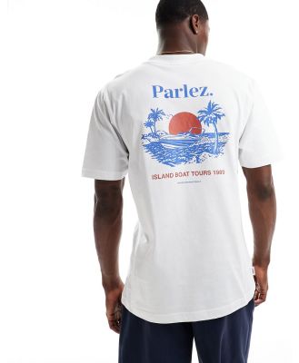 Parlez Sol tropical graphic t-shirt in white