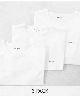 Paul Smith 3 pack loungewear t-shirts with logo in white