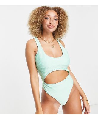 Peek & Beau Fuller Bust Exclusive cut out swimsuit in ribbed mint-Blue