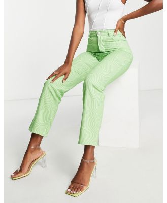 Peppermayo cigarette pants in retro lime swirl print-Green