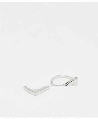 Pieces 2 pack irregular and bar shape rings in silver