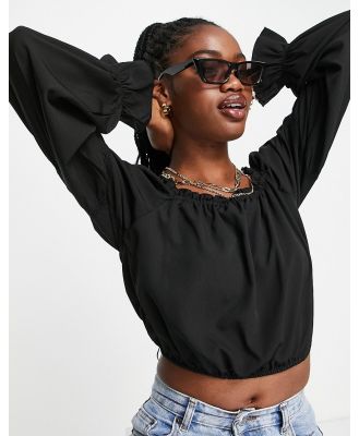Pieces Gia long sleeve blouse in black