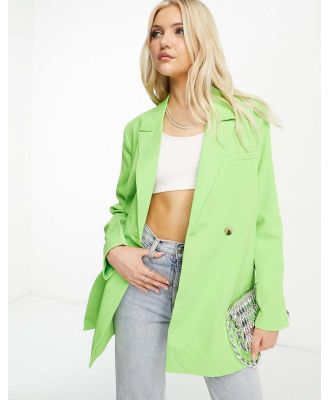 Pieces oversized side split blazer in bright green (part of a set)