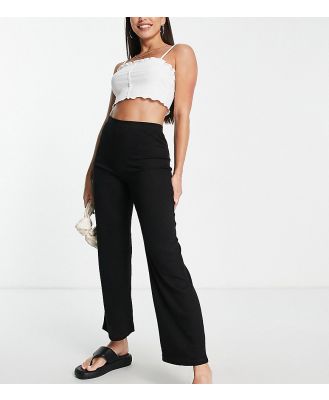 Pieces Tall high waisted wide leg ankle length pants in black