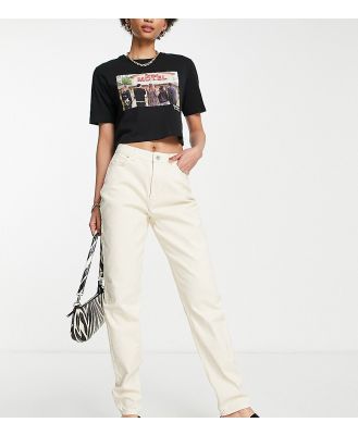 Pieces Tall Kesia high waisted mom jeans in ecru-White