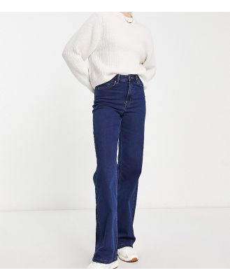 Pieces Tall Peggy high waisted wide leg jeans in dark blue