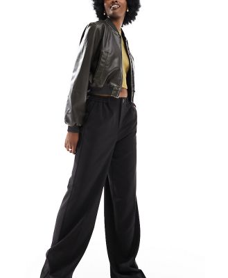 Pieces Tall tailored wide leg heavyweight pants in black