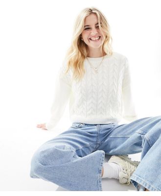 Pimkie cable knit jumper in cream-White