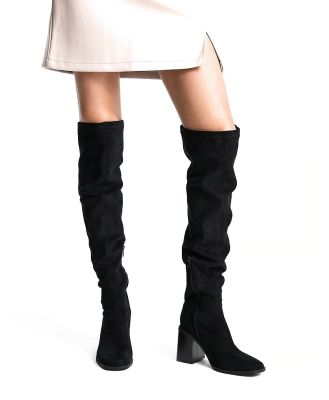 Pimkie faux suede knee high boots in black