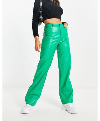 Pimkie high waisted faux leather straight leg pants in green