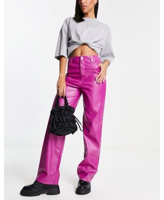Pimkie high waisted faux leather straight leg pants in pink