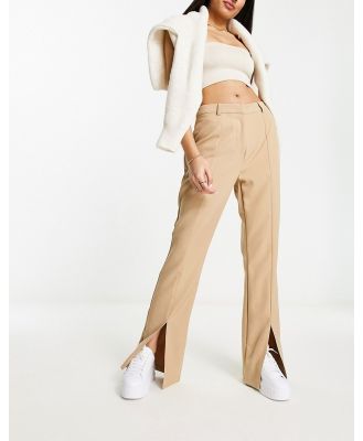 Pimkie tailored split flared pants in camel-Brown