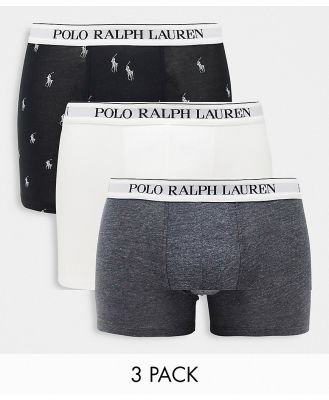 Polo Ralph Lauren 3 pack trunks in black/grey/white with all over pony logo