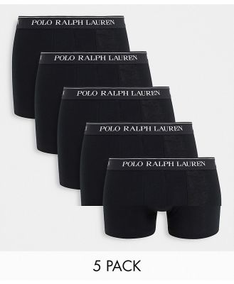 Polo Ralph Lauren 5-pack trunks in black with logo waistband