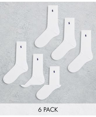 Polo Ralph Lauren 6 pack sport socks in white with pony logo
